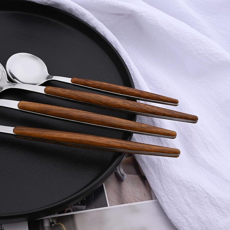 Brown Silver Pointed Handle 10 Piece Flatware Set for 2 Stainless Steel Cutlery Set - Image 5